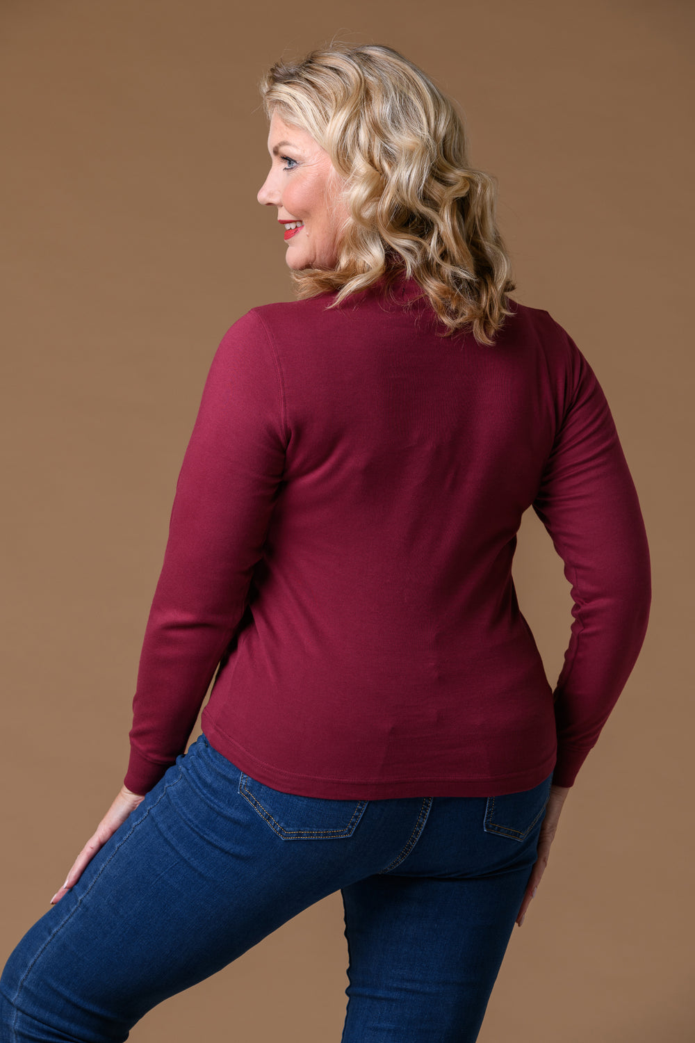 Cotton Roll Neck DARK RED