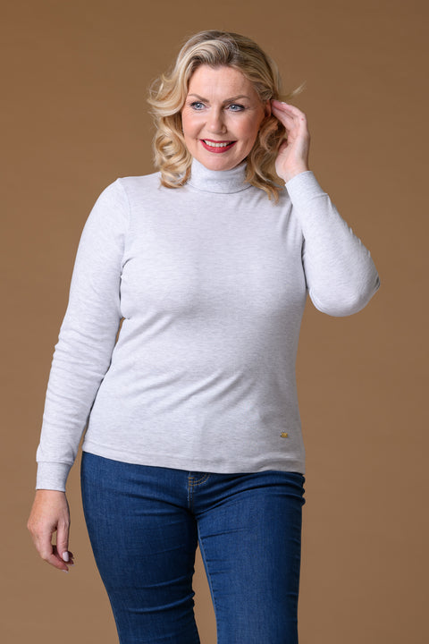 Cotton Roll Neck LT GREY MARL