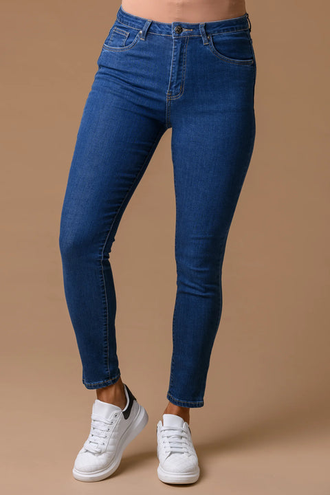 Straight Leg Denim 27" MID BLUE