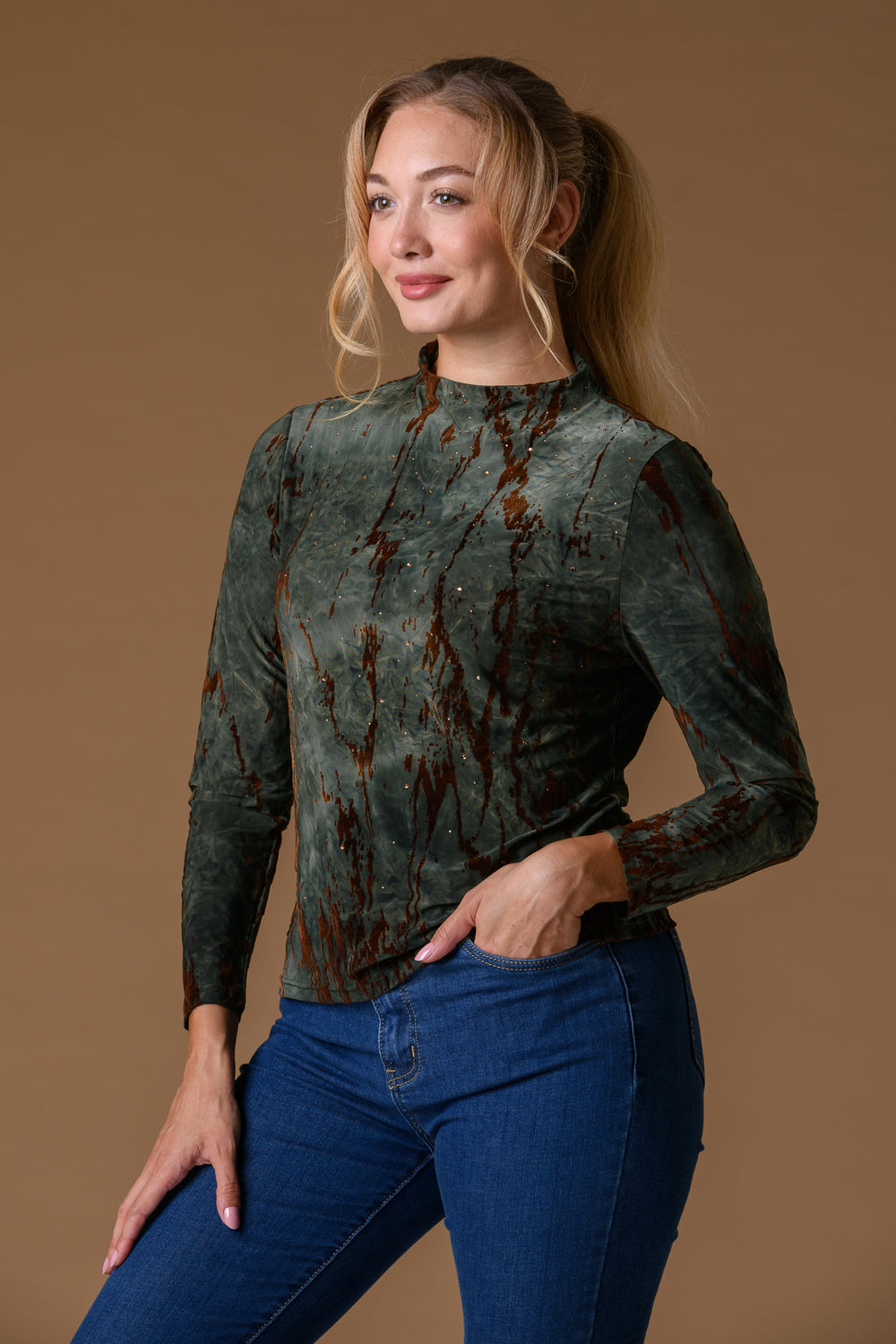 Tie Dye Detail Top GREEN