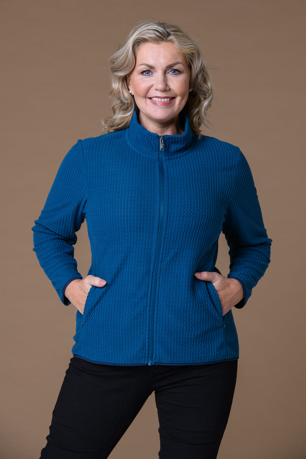 Zig Zag Full Zip Top PETROL