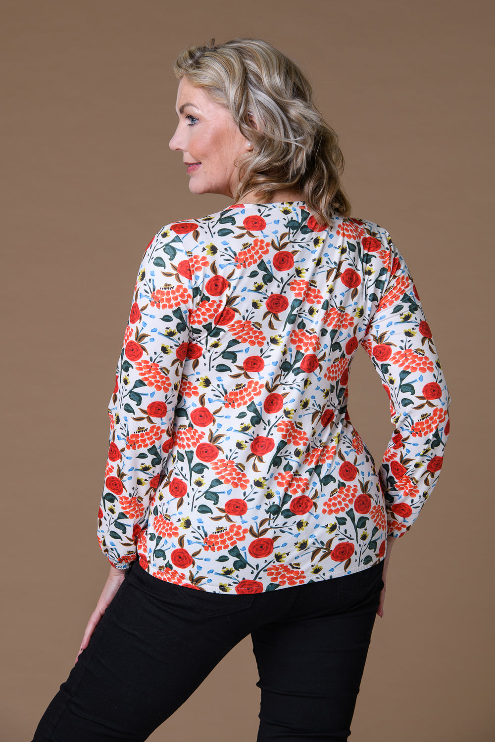 Button Blouson Super Soft Top Red