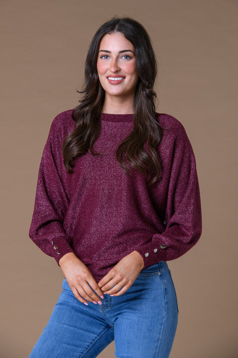 Lurex Batwing Sweater WINE