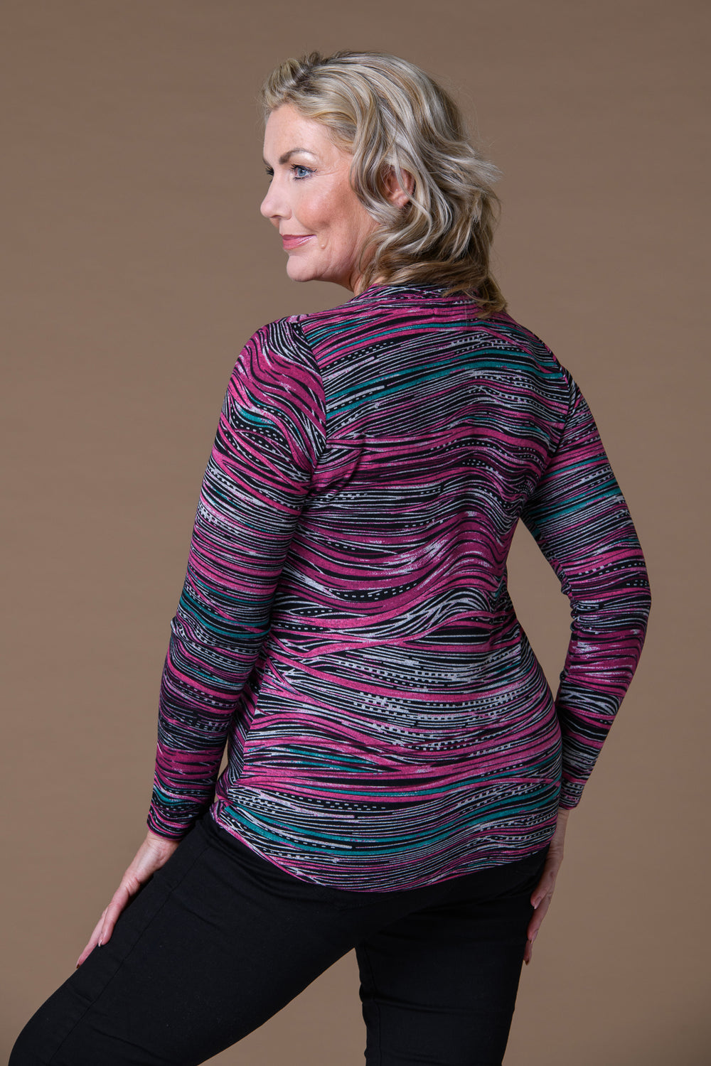 Jersey Print Collar Top Purples