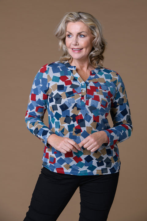 Multi Squares Brush Top BLUE