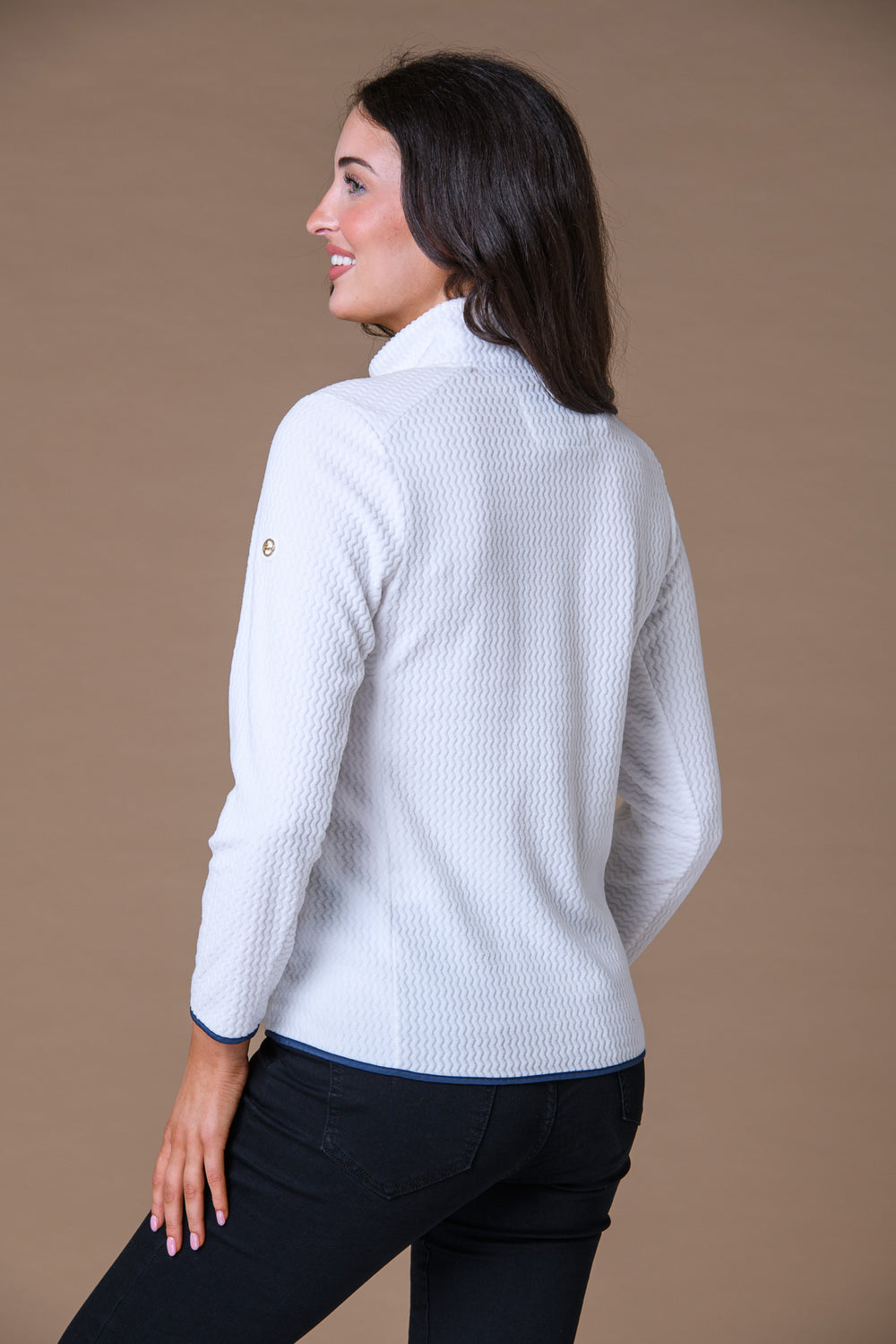 Zig Zag Full Zip Top WHITE