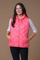 Hooded Double Diamond Gilet Coral