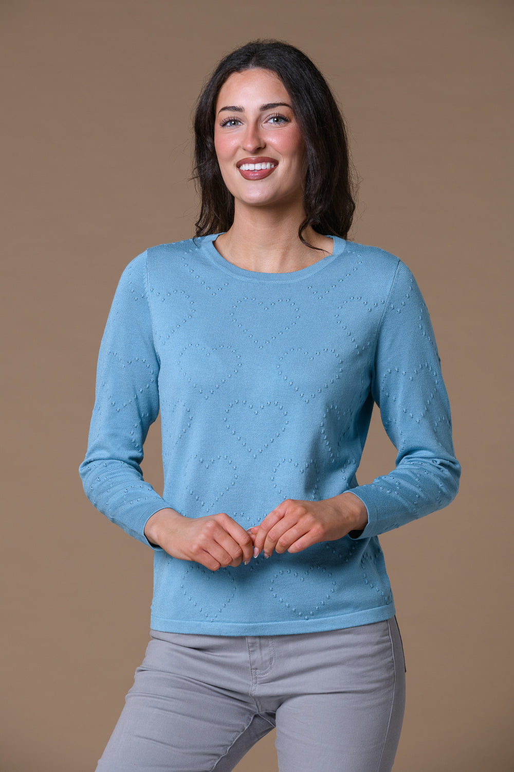 Dotted Hearts Sweater SOFT TEAL