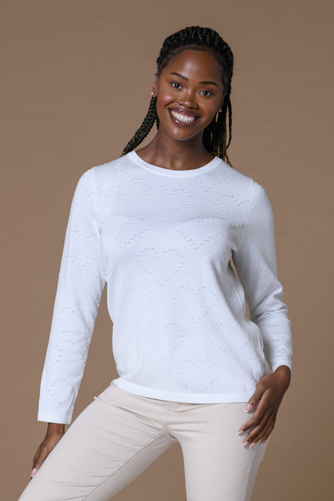 Dotted Hearts Sweater WHITE