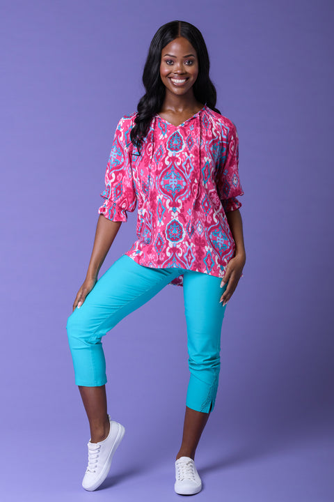 Crochet Peached Bengaline Trousers TURQUOISE