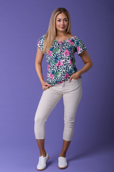 Tie Neck Gypsy Top TURQUOISE