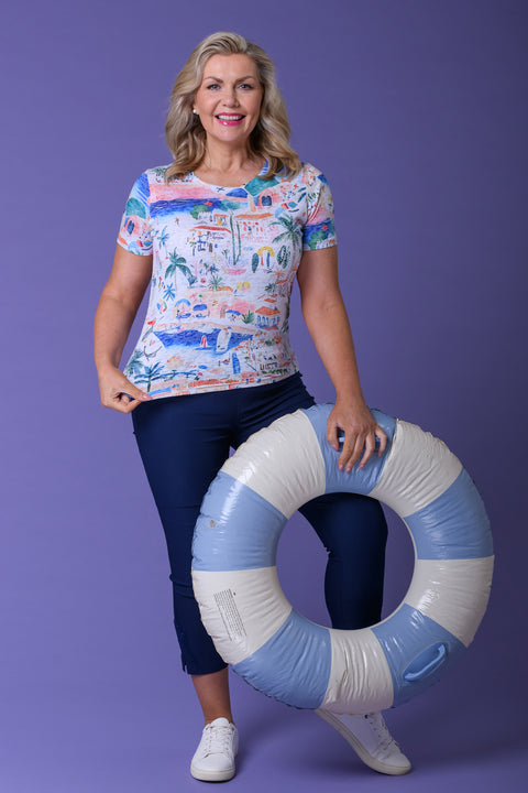 Hawaiian Village Slub Tee BLUE GREEN