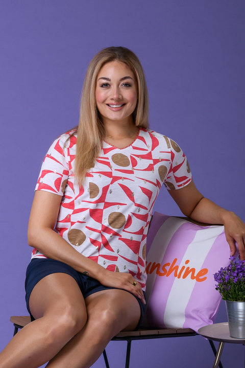 Foil Circle Print Tee PINK