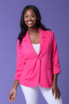 Linen Blend Blazer FUSCHIA