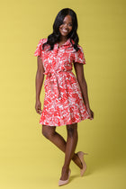 Rio Leaf Print Dress RED