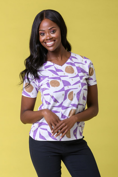 Foil Circle Print Tee LILAC