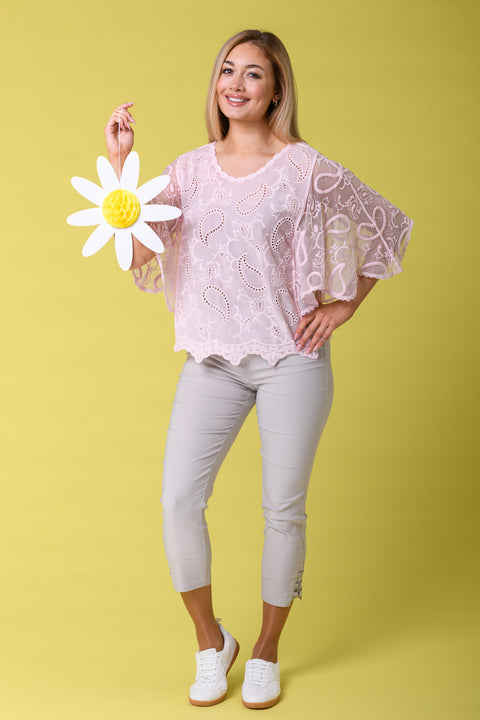 Lace Batwing Top PINK