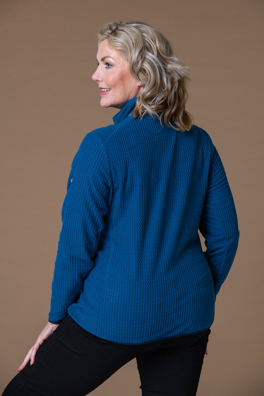 Zig Zag Full Zip Top PETROL