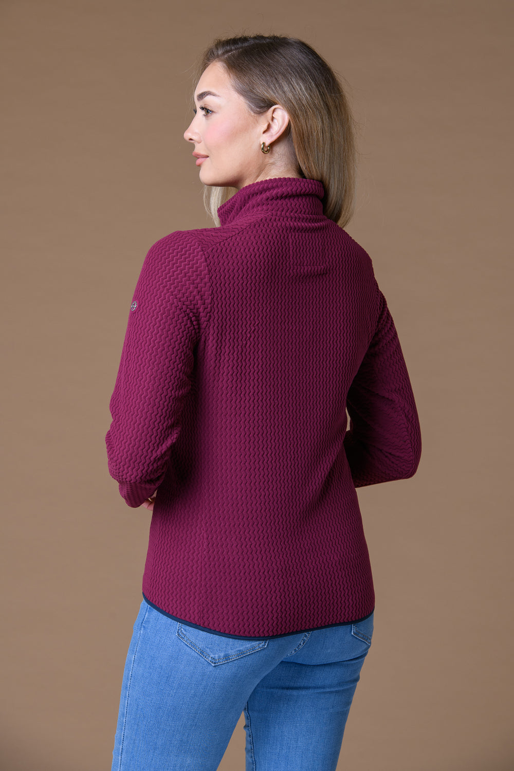 Zig Zag Full Zip Top WINE