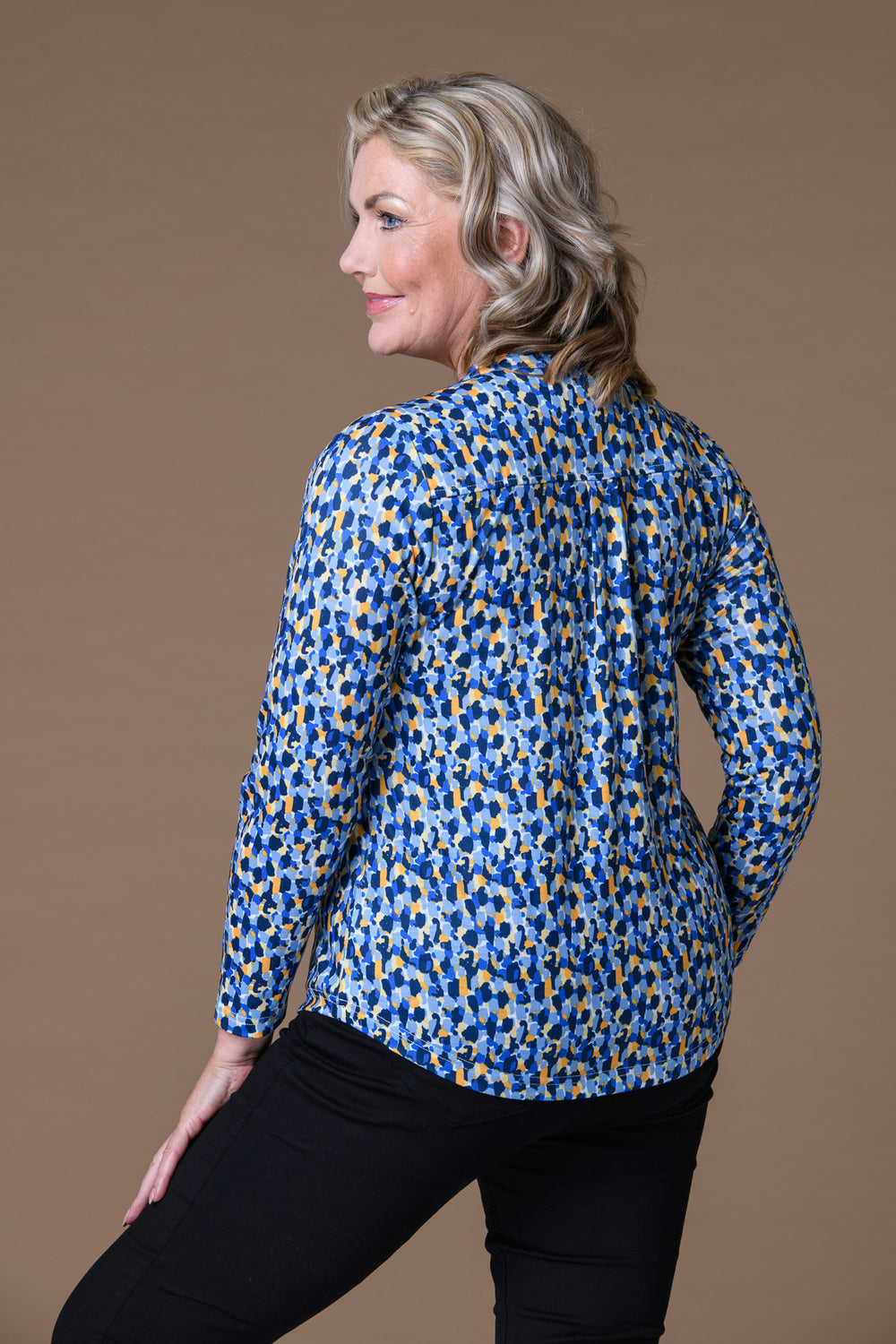 Nehru Collar Print Top Yellow