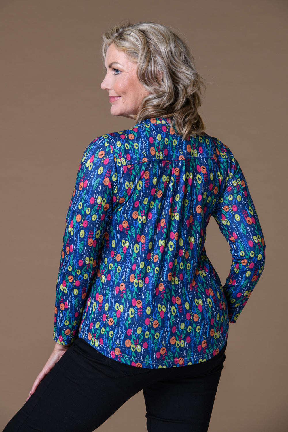 Nehru Collar Print Top BLUE