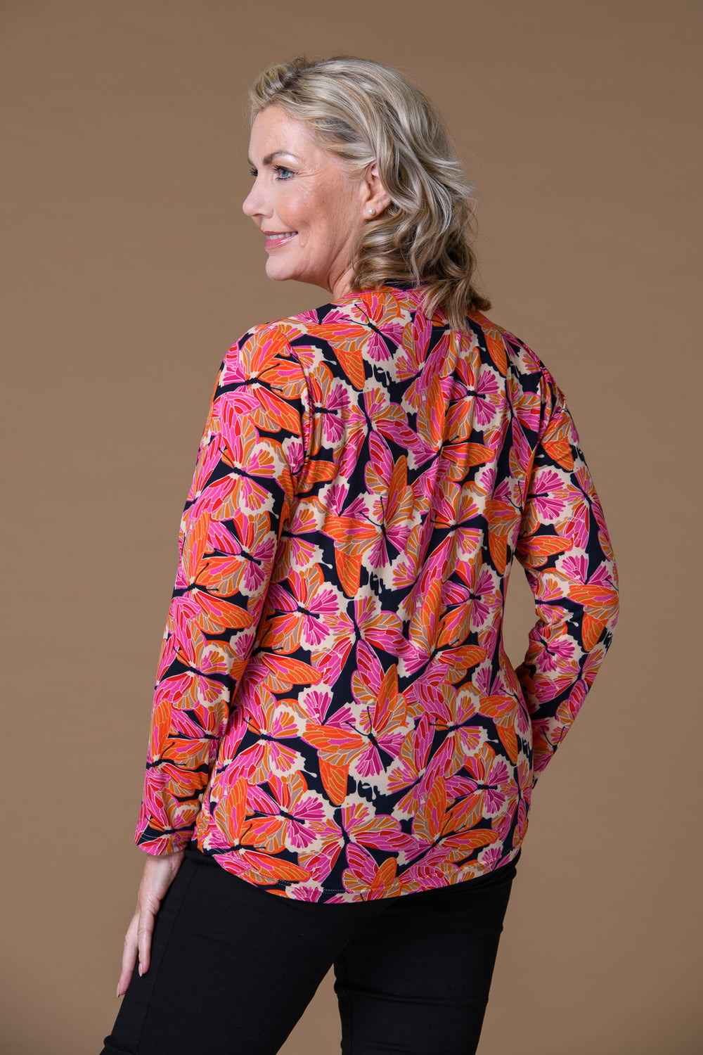 Pintuck Print Top PINK