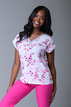 Plait Trim Print Tee Pinks