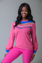 Diagonal Sequin Sweater BLUE/PINK