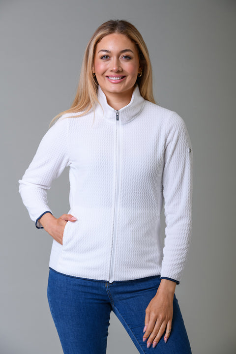 Zig Zag Full Zip Top WHITE