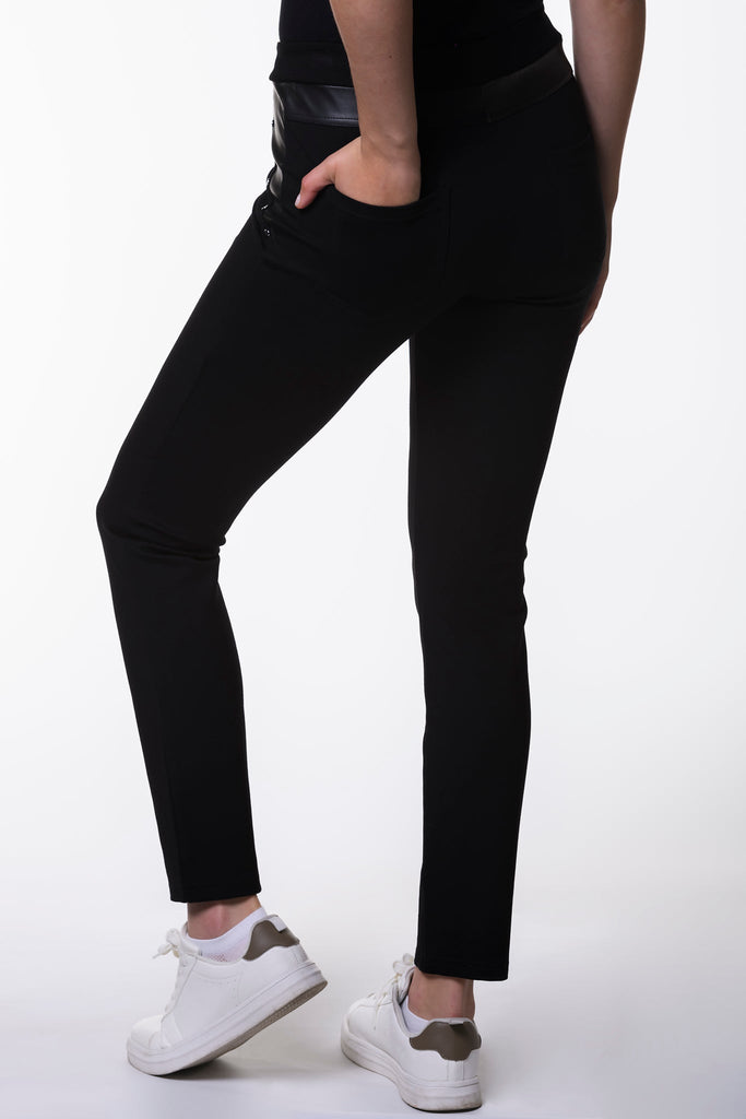Leather Trim Jeggings-Trousers-Paco