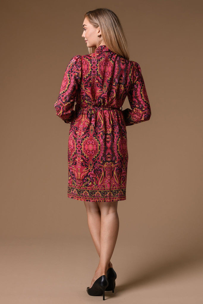 Paisley Knee Length Shirt Dress-Dresses-Paco