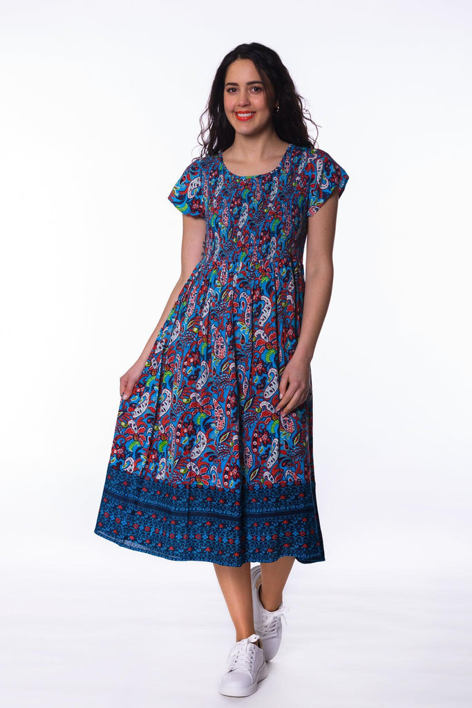 Paisley Ruched Dress-Dresses-Paco