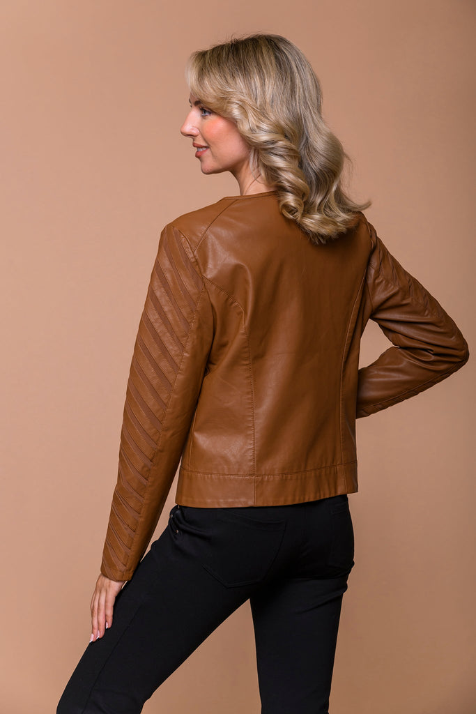 Panel Leather Jacket-Jackets-Paco