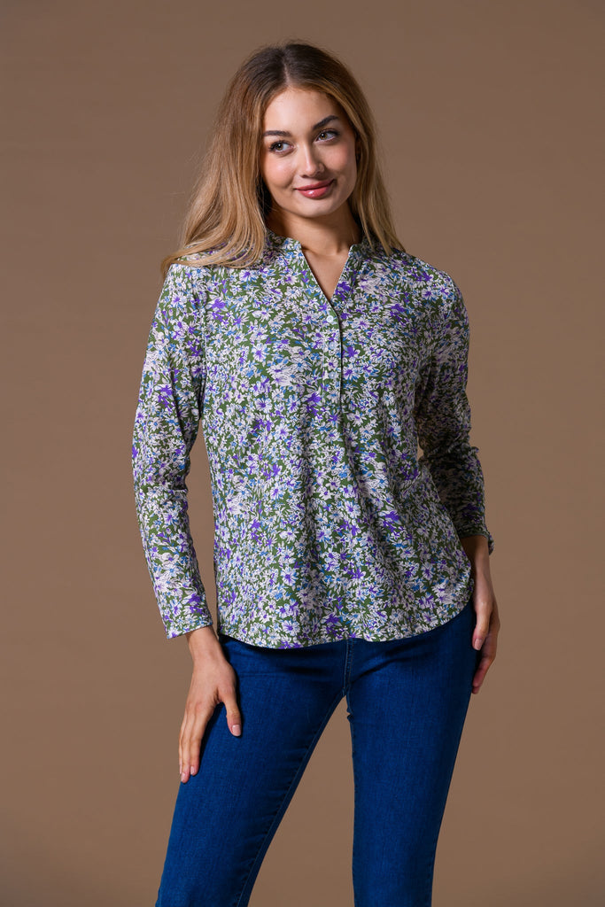 Pansy Nehru Collar Top-Tops-Paco