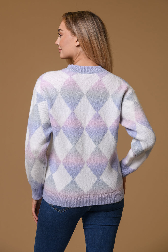 Pastel Argyle Sweater- Lilac-Knitwear-Paco