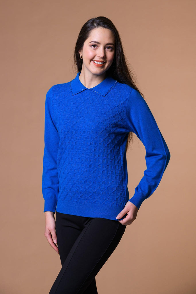 Pearl Coloured Pointelle Sweater-Paco