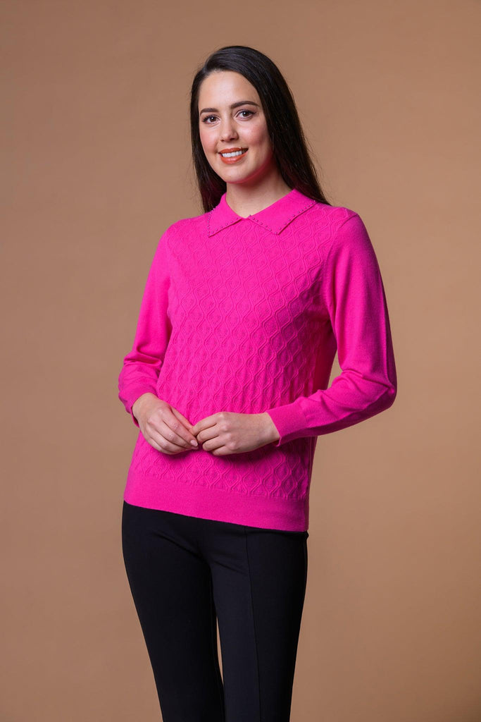 Pearl Coloured Pointelle Sweater-Paco