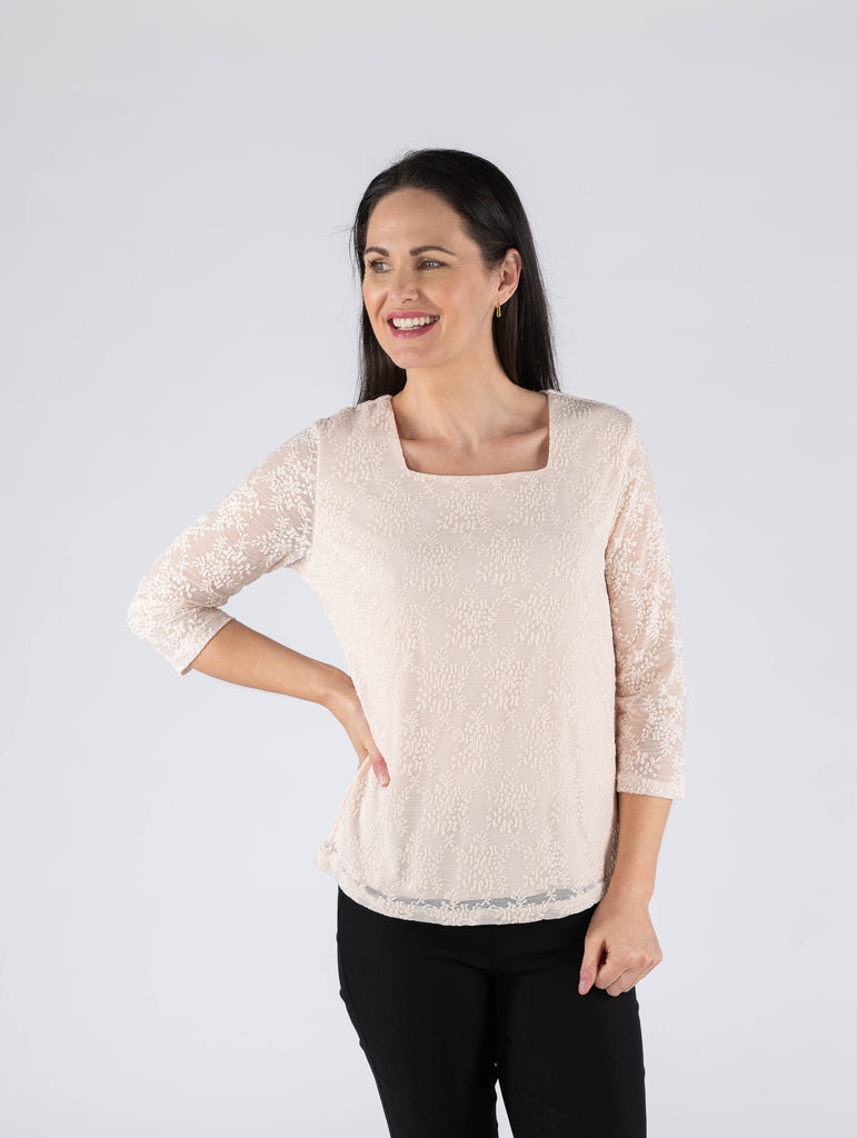 Pink Lace Top-Tops-Paco