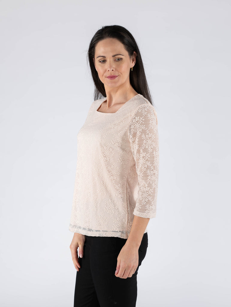 Pink Lace Top-Tops-Paco