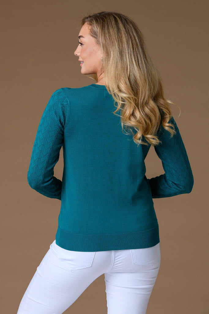 Pointelle Cardi - Green-cardigan-Paco
