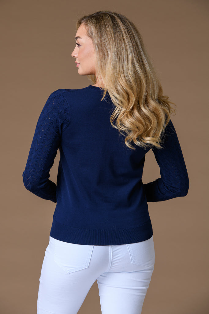 Pointelle Cardi - Navy-cardigan-Paco