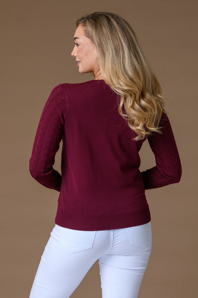 Pointelle Cardi - Red-cardigan-Paco