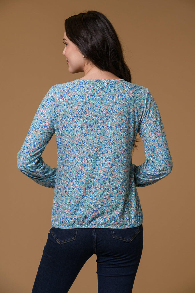 Pretty Ditsy Super soft Top- Blue-Tops-Paco