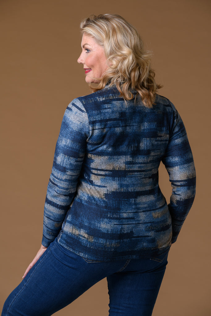Print Full Zip top BLUE-Casualwear-Paco