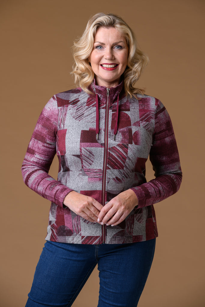 Print Full Zip top PINK-Casualwear-Paco