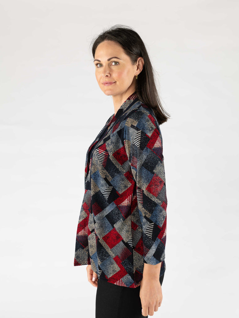 Print Mock Cardigan with Top-Cardigans-Paco