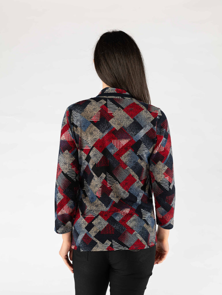 Print Mock Cardigan with Top-Cardigans-Paco