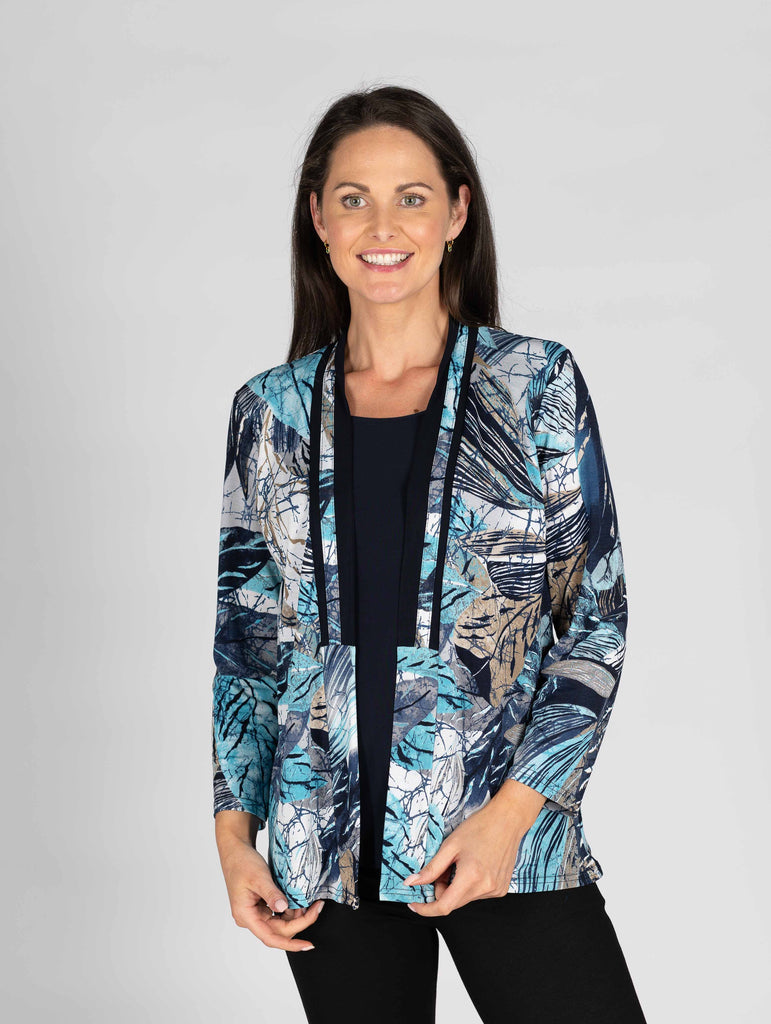 Print Mock Cardigan-Cardigans-Paco