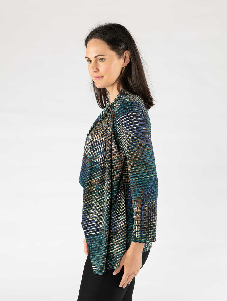 Print Waterfall Mock Cardigan-Cardigans-Paco