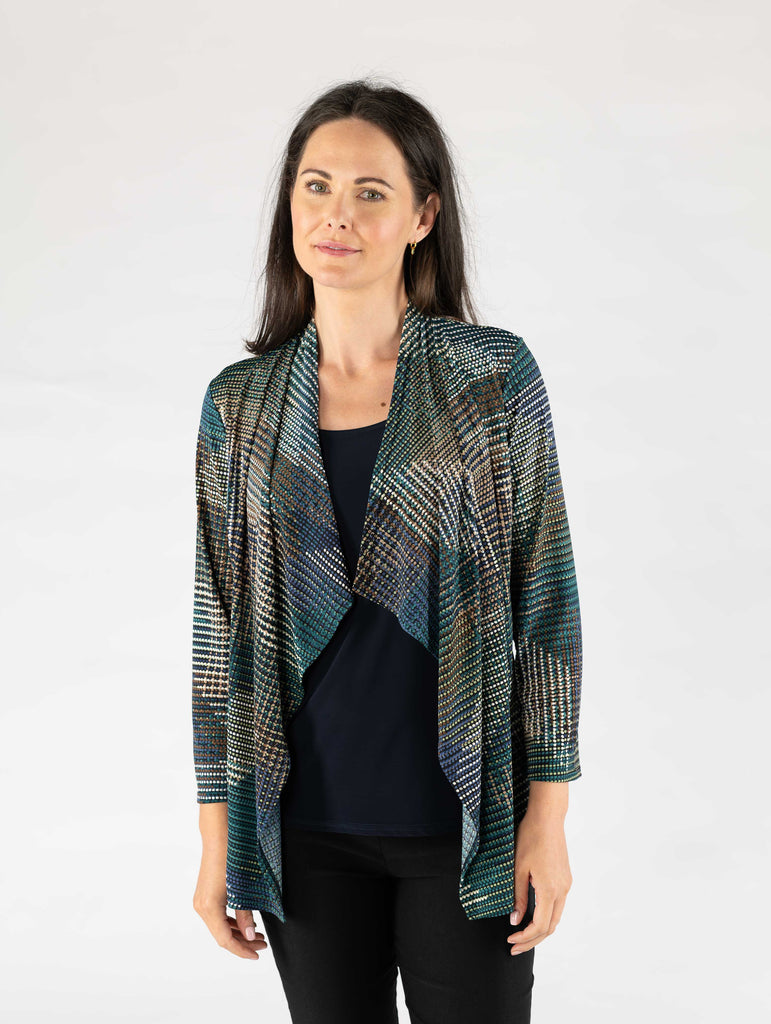 Print Waterfall Mock Cardigan-Cardigans-Paco